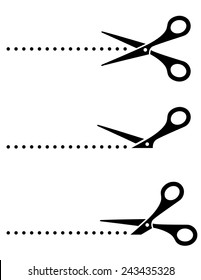 black cutting scissors silhouette on white background