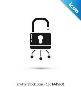 Black Cyber security icon isolated on white background. Closed padlock on digital circuit board. Safety concept. Digital data protection.  Vector Illustration