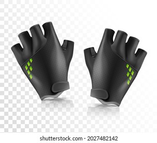 Black cycling gloves. Vector illustration on a transparent background.