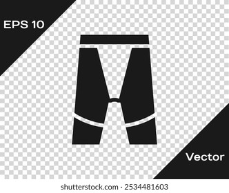 Icono de pantalones cortos de ciclismo negro aislado sobre fondo transparente.  Vector