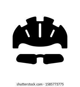 Black cyclist helmet and glasses on a white background, safe driving vector