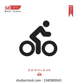 black cyclist icon. cyclist icon vector isolated on white background. Graphic design, material design, 2019 year best selling icons, mobile application, UI / UX design, EPS 10 format vector