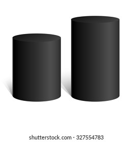 Black cylinder. 3D geometric shape. mock up. Vector Illustration