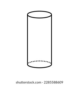 Black cylinder 3D shape in mathematics. Vector illustration isolated on white background.