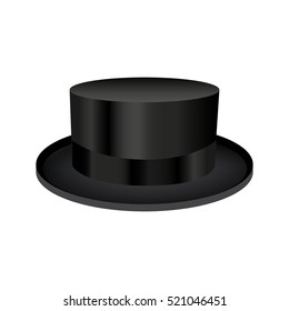 Black cylinder hat isolated on white background. Vector illustration. 