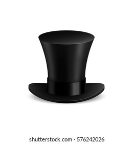 Black cylinder hat. Isolated on white background. Vector illustration, eps 10.

