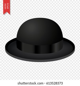 Black cylinder hat isolated on transparent background. Vector illustration.