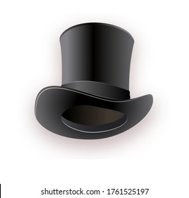 Black cylinder hat with black ribbon. Magic hat. Vector hat illustration EPS10