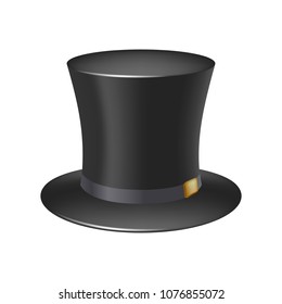 Black cylinder hat vector illustration. Realistic icon.