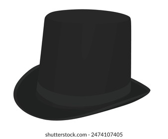 Sombrero de cilindro negro. Ilustración vectorial