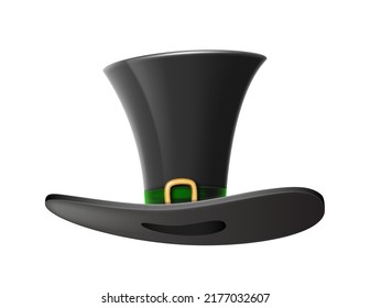 Black cylinder magician hat realistic template. Traditional wizard headdress for magic focus entertainment performance surprise enchantment fantasy spell isolated. Vector illustration