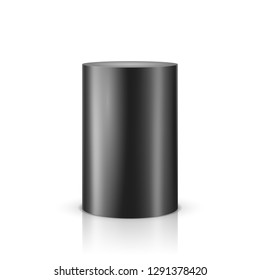 Black cylinder on light background. Vector template for your design.