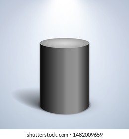 Black cylinder on light background. Vector template for your design.