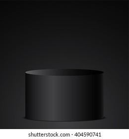 Black cylinder. Round box. Vector illustration.