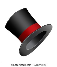 Black cylinder satin hat with red ribbon, eps 10