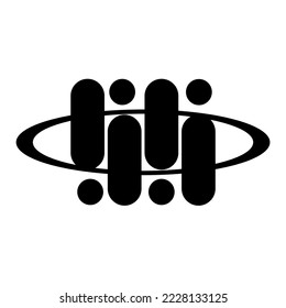 logotipo cilíndrico negro con círculos negros y anillo negro circular
