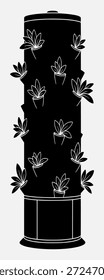 Objeto cilíndrico preto com padrão floral
