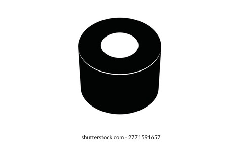 a black cylindrical object with a hollow center, presented in a minimalist style against a white background. high-quality professional detailed modern elegant stylish clean