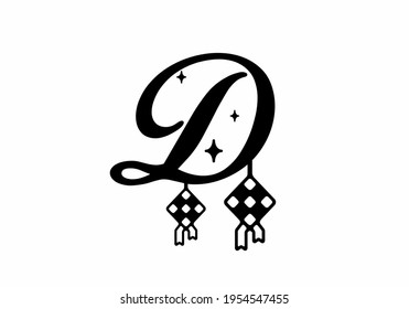 Black D Anfangsbuchstabe in ramadan Thema Design