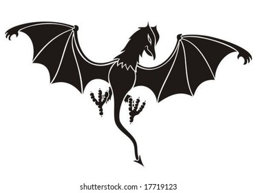 black daemon silhouette with wings wide open