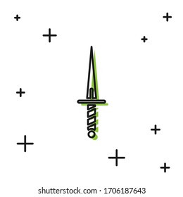 Black Dagger icon isolated on white background. Knife icon. Sword with sharp blade.  Vector Illustration