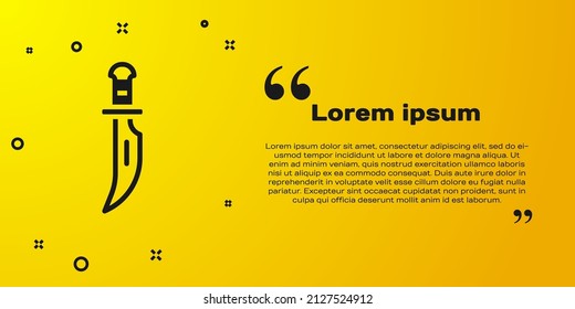 Black Dagger Symbol einzeln auf gelbem Hintergrund. Knife-Symbol. Schwert mit scharfem Blade.  Vektorgrafik