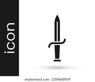 Black Dagger icon isolated on white background. Knife icon. Sword with sharp blade.  Vector