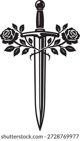 Vector negro de la silueta de la daga Rose