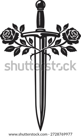 Black Dagger Rose Silhouette Vector
