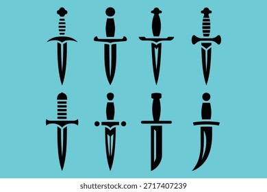 Black daggers on blue background sword blade