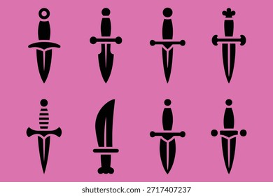 Black daggers on pink background knife blade