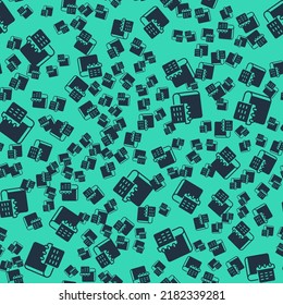 Black Daily paper notepad icon isolated seamless pattern on green background.  Vector