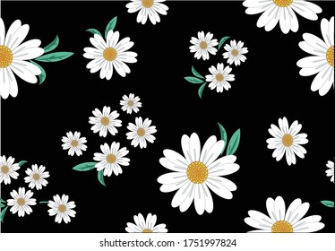 black daisy hand drawn illustaration seamless pattern  ,packaging,flower,rose,stationary,seamless pattern print graphic phone case fashion design