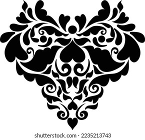 black damask heart vector design ilustration