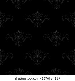 black damask pattern. damask seamless pattern. floral pattern suitable for fabric print, fashion, wallpaper, or wrapping paper. leaf seamless pattern background.