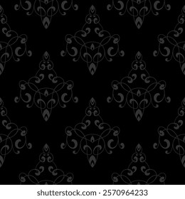 black damask pattern. damask seamless pattern. floral pattern suitable for fabric print, fashion, wallpaper, or wrapping paper. leaf seamless pattern background.