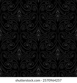black damask pattern. damask seamless pattern. floral pattern suitable for fabric print, fashion, wallpaper, or wrapping paper. leaf seamless pattern background.