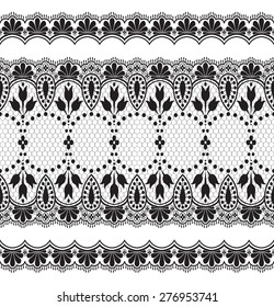 Padrão floral vintage damasco preto, ilustração vetorial.