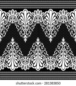 Black damask vintage floral pattern, vector illustration.