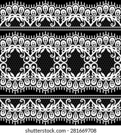 Black damask vintage floral pattern, vector illustration.