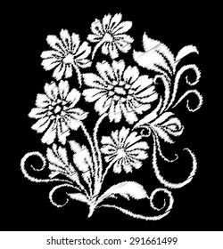 Black damask vintage floral pattern, vector illustration.