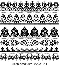 Black damask vintage floral pattern, vector illustration.