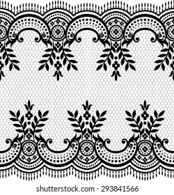 Black damask vintage floral pattern, vector illustration.