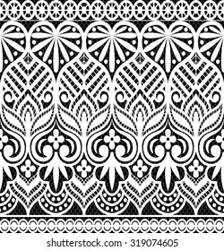 Black damask vintage floral pattern, vector illustration.