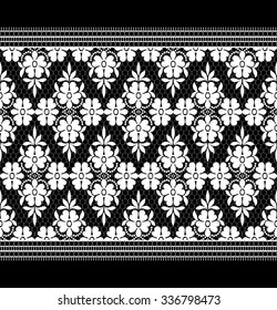 Black damask vintage floral pattern, vector illustration.