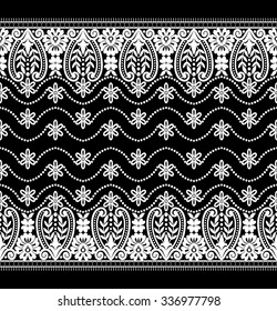 Black damask vintage floral pattern, vector illustration.
