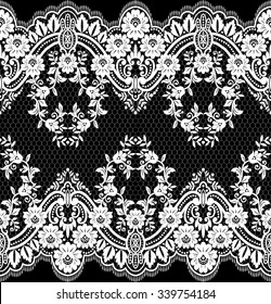 Black damask vintage floral pattern, vector illustration.