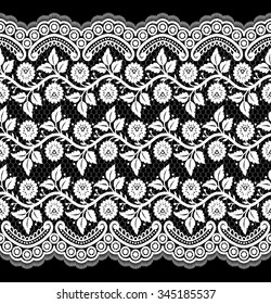 Black damask vintage floral pattern, vector illustration.