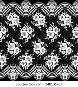 Black damask vintage floral pattern, vector illustration.