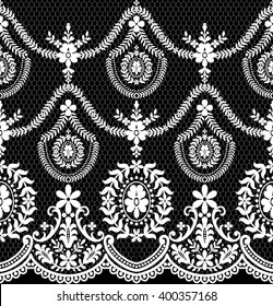 Black damask vintage floral pattern, vector illustration.